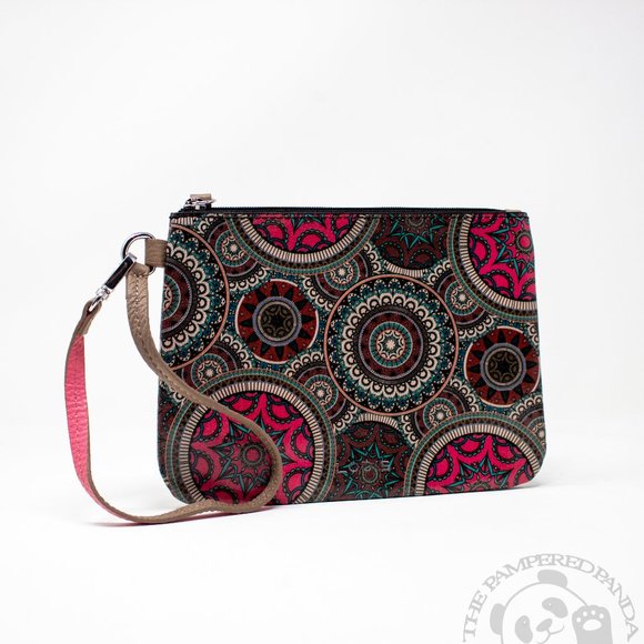Lodis Handbags - LODIS Mandala Design Multicolor Leather Wristlet Womens Bag Pouch Makeup Clutch
